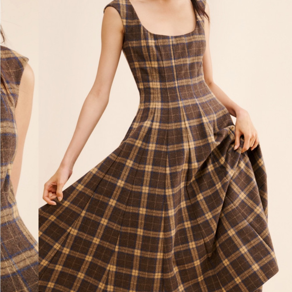 Guizio Leila Wool Blend Tartan Dress